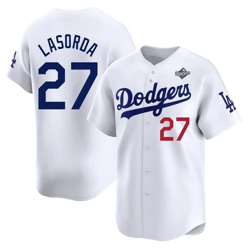 Men's Los Angeles Dodgers Tommy Lasorda ＃27 White Limited Home 2025 World Series Jersey
