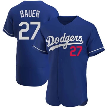 Men's Los Angeles Dodgers Trevor Bauer ＃27 Royal Authentic Alternate Jersey