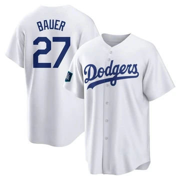 Men's Los Angeles Dodgers Trevor Bauer ＃27 White Replica 2024 World Tour Seoul Series Home Jersey