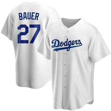 Men's Los Angeles Dodgers Trevor Bauer ＃27 White Replica Home Jersey