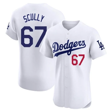 Men's Los Angeles Dodgers Vin Scully ＃67 White Elite Home Jersey