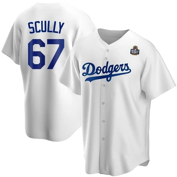 Men's Los Angeles Dodgers Vin Scully ＃67 White Replica Home 2024 World Series Jersey