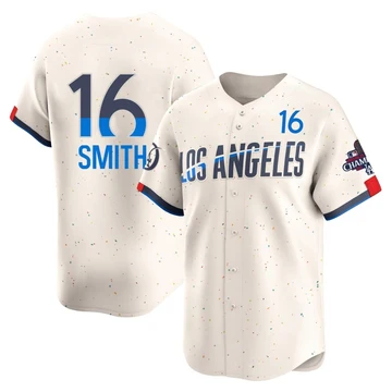 Men's Los Angeles Dodgers Will Smith ＃16 Cream Limited 2024 City Connect World Series Champions Jersey