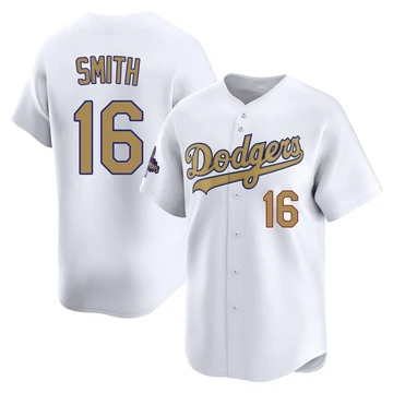 Men's Los Angeles Dodgers Will Smith ＃16 Gold Limited White 2025 Collection Jersey