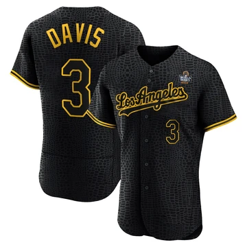 Men's Los Angeles Dodgers Willie Davis ＃3 Black Authentic Snake Skin City 2024 World Series Jersey