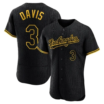 Men's Los Angeles Dodgers Willie Davis ＃3 Black Authentic Snake Skin City Jersey