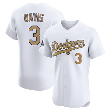 Men's Los Angeles Dodgers Willie Davis ＃3 Gold Elite White 2025 Collection Jersey
