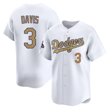 Men's Los Angeles Dodgers Willie Davis ＃3 Gold Limited White 2025 Collection Jersey