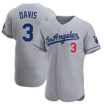 Men's Los Angeles Dodgers Willie Davis ＃3 Gray Authentic Away Jersey