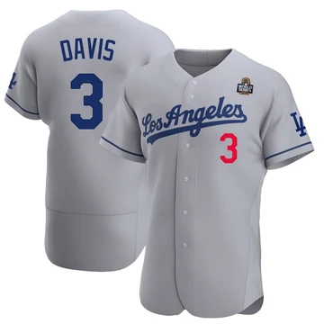 Men's Los Angeles Dodgers Willie Davis ＃3 Gray Authentic Away Official 2024 World Series Jersey