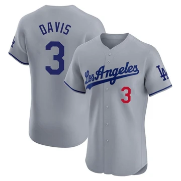 Men's Los Angeles Dodgers Willie Davis ＃3 Gray Elite Road Jersey