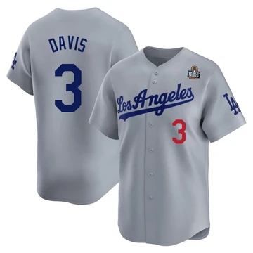 Men's Los Angeles Dodgers Willie Davis ＃3 Gray Limited Away 2024 World Series Jersey