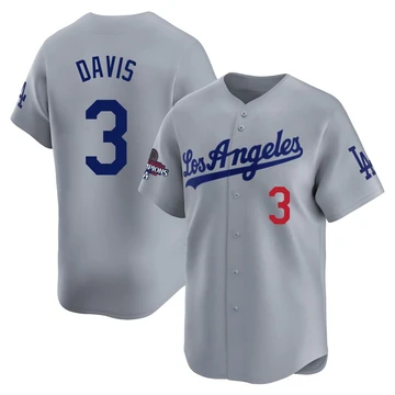 Men's Los Angeles Dodgers Willie Davis ＃3 Gray Limited Away World Series Champions Jersey