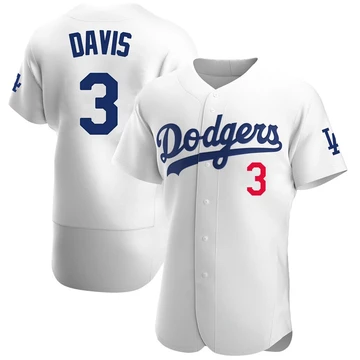 Men's Los Angeles Dodgers Willie Davis ＃3 White Authentic Home Jersey