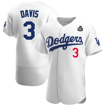 Men's Los Angeles Dodgers Willie Davis ＃3 White Authentic Home Official 2024 World Series Jersey