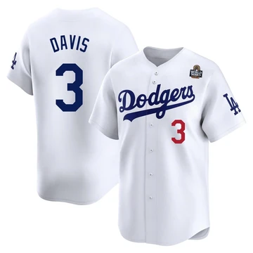 Men's Los Angeles Dodgers Willie Davis ＃3 White Limited Home 2024 World Series Jersey