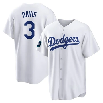 Men's Los Angeles Dodgers Willie Davis ＃3 White Replica 2024 World Tour Seoul Series Home Jersey