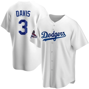 Men's Los Angeles Dodgers Willie Davis ＃3 White Replica Home 2024 World Series Champions Jersey