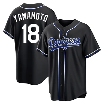 Men's Los Angeles Dodgers Yoshinobu Yamamoto ＃18 Black Replica Fashion Out Jersey