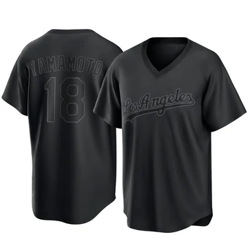Men's Los Angeles Dodgers Yoshinobu Yamamoto ＃18 Black Replica Pitch Fashion Jersey