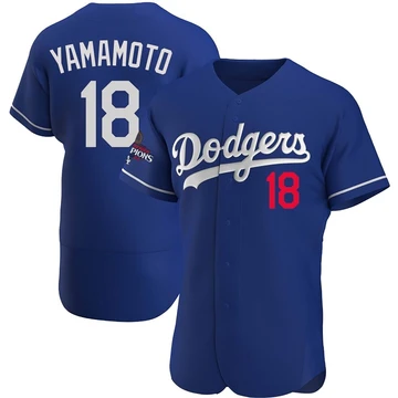 Men's Los Angeles Dodgers Yoshinobu Yamamoto ＃18 Royal Authentic Alternate 2024 World Series Champions Jersey