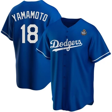 Men's Los Angeles Dodgers Yoshinobu Yamamoto ＃18 Royal Replica Alternate 2024 World Series Jersey