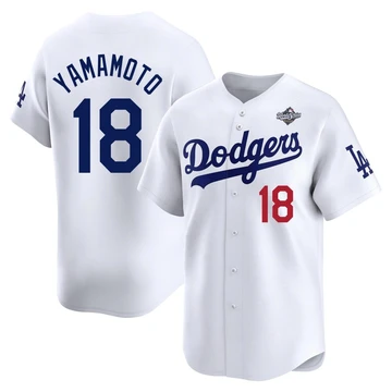 Men's Los Angeles Dodgers Yoshinobu Yamamoto ＃18 White Limited Home 2025 World Series Jersey