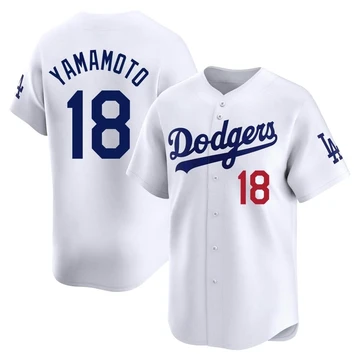 Men's Los Angeles Dodgers Yoshinobu Yamamoto ＃18 White Limited Home Jersey