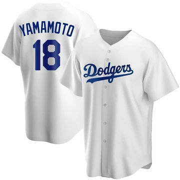 Men's Los Angeles Dodgers Yoshinobu Yamamoto ＃18 White Replica Home Jersey