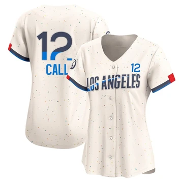 Women's Los Angeles Dodgers Alex Call ＃12 Cream Limited 2024 City Connect Jersey