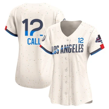 Women's Los Angeles Dodgers Alex Call ＃12 Cream Limited 2024 City Connect World Series Champions Jersey