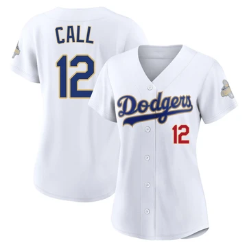 Women's Los Angeles Dodgers Alex Call ＃12 Gold Limited White 2026 Collection Stadium Jersey