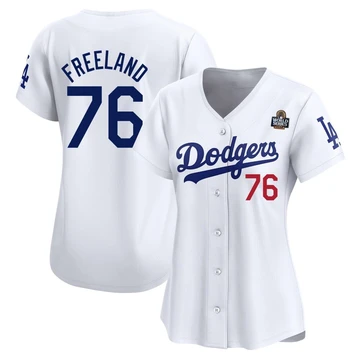 Women's Los Angeles Dodgers Alex Freeland ＃76 White Limited Home 2024 World Series Jersey