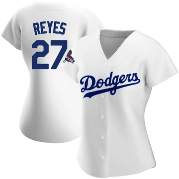 Women's Los Angeles Dodgers Alex Reyes ＃27 White Authentic Home 2024 World Series Champions Jersey