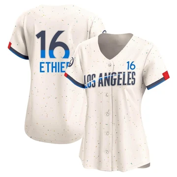 Women's Los Angeles Dodgers Andre Ethier ＃16 Cream Limited 2024 City Connect Jersey