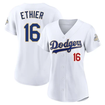 Women's Los Angeles Dodgers Andre Ethier ＃16 Gold Limited White 2026 Collection Stadium Jersey