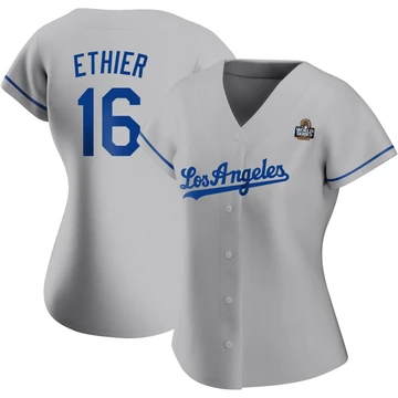Women's Los Angeles Dodgers Andre Ethier ＃16 Gray Replica Road 2024 World Series Jersey