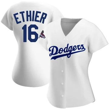 Women's Los Angeles Dodgers Andre Ethier ＃16 White Authentic Home 2024 World Series Champions Jersey