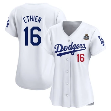 Women's Los Angeles Dodgers Andre Ethier ＃16 White Limited Home 2024 World Series Jersey