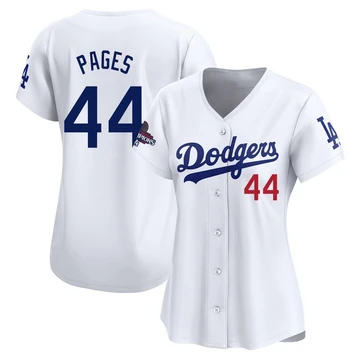 Women's Los Angeles Dodgers Andy Pages ＃44 White Limited Home 2024 World Series Champions Jersey
