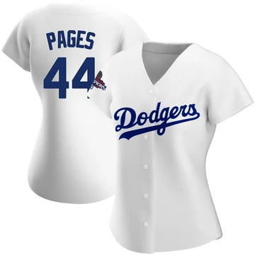 Women's Los Angeles Dodgers Andy Pages ＃44 White Replica Home 2024 World Series Champions Jersey