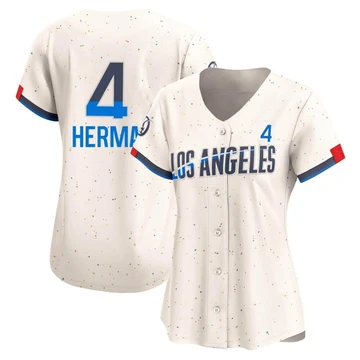 Women's Los Angeles Dodgers Babe Herman ＃4 Cream Limited 2024 City Connect Jersey