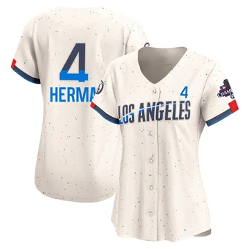 Women's Los Angeles Dodgers Babe Herman ＃4 Cream Limited 2024 City Connect World Series Champions Jersey