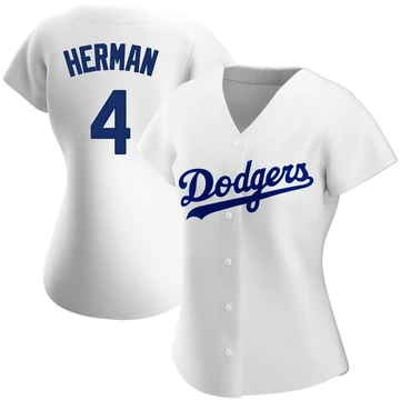 Women's Los Angeles Dodgers Babe Herman ＃4 White Replica Home Jersey
