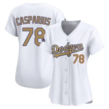 Women's Los Angeles Dodgers Ben Casparius ＃78 Gold Limited White 2025 Collection Jersey