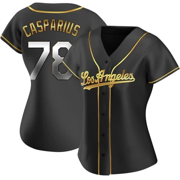 Women's Los Angeles Dodgers Ben Casparius ＃78 Gold Replica Black en Alternate Jersey