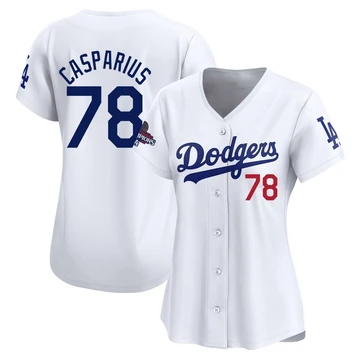 Women's Los Angeles Dodgers Ben Casparius ＃78 White Limited Home 2024 World Series Champions Jersey