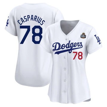 Women's Los Angeles Dodgers Ben Casparius ＃78 White Limited Home 2024 World Series Jersey