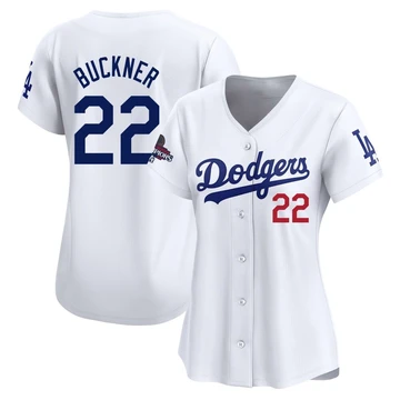 Women's Los Angeles Dodgers Bill Buckner ＃22 White Limited Home 2024 World Series Champions Jersey