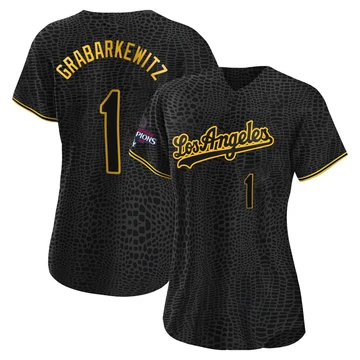 Women's Los Angeles Dodgers Billy Grabarkewitz ＃1 Black Replica Snake Skin City 2024 World Series Champions Jersey